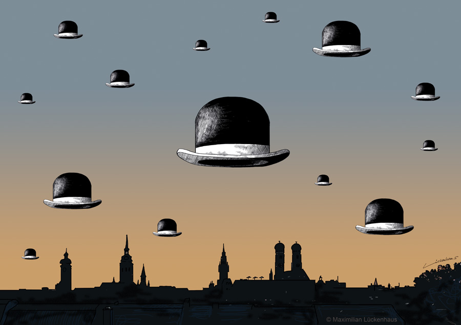 Hats over Munich – Ceci n'est pas un Magritte (series of works Munich Artists Challenge 06/2015)